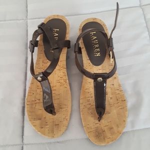 Ralph Lauren Wedge Heel Cork Sandals Womens